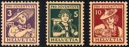 SCHWEIZ BUNDESPOST 130-32 *, 1916, Pro Juventute, Falzrest, Prachtsatz, Mi. 80.- - 1843-1852 Poste Federali E Cantonali