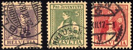 SCHWEIZ BUNDESPOST 133-35 O, 1917, Pro Juventute, Prachtsatz, Mi. 110.- - 1843-1852 Federal & Cantonal Stamps