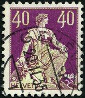 SCHWEIZ BUNDESPOST 208y **, 1933, 40 C. Dunkelkarminlila/mattolivgrau, Geriffelter Gummi, Pracht, Mi. 120.- - 1843-1852 Federal & Cantonal Stamps