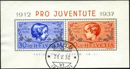 SCHWEIZ BUNDESPOST Bl. 3 O, 1937, Block Pro Juventute, Pracht, Gepr. Abt, Mi. 65.- - 1843-1852 Correos Federales Y Cantonales