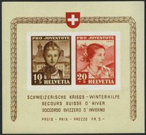 SCHWEIZ BUNDESPOST Bl. 6 **, 1941, Block Kriegs-Winterhilfe, Pracht, Mi. 140.- - 1843-1852 Kantonalmarken Und Bundesmarken