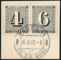 SCHWEIZ BUNDESPOST 417/8 O, 1943, Einzelmarken 100 Jahre Briefmarken, Ersttags-Sonderstempel, Prachtpaar - 1843-1852 Federal & Cantonal Stamps