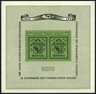 SCHWEIZ BUNDESPOST Bl. 10 **, 1943, Block GEPH, Pracht, Mi. 75.- - 1843-1852 Kantonalmarken Und Bundesmarken