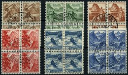 SCHWEIZ BUNDESPOST 500-05 VB O, 1948, Landschaften In Zentrisch Gestempelten Viererblocks, Prachtsatz - 1843-1852 Poste Federali E Cantonali