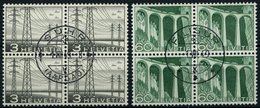 SCHWEIZ BUNDESPOST 529,539 VB O, 1949, 3 Und 60 C. Landschaften Und Technische Motive, Je Im Viererblock Mit Ersttagsste - 1843-1852 Correos Federales Y Cantonales