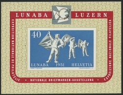 SCHWEIZ BUNDESPOST Bl. 14 **, 1951, Block LUNABA, Pracht, Mi. 260.- - 1843-1852 Kantonalmarken Und Bundesmarken