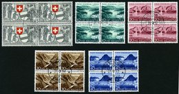 SCHWEIZ BUNDESPOST 570-74 VB O, 1952, Pro Patria In Viererblocks Mit Zentrischen Ersttagsstempeln, Prachtsatz - 1843-1852 Timbres Cantonaux Et  Fédéraux