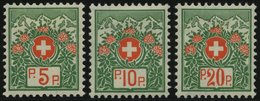 PORTOFREIHEITSMARKEN PF 11-13II *, 1927, Alpenrosen, Ohne Kontrollnummer, Falzreste, Prachtsatz - Franchigia