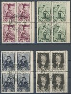 SOWJETUNION 532-38 VB O, 1935, Kalinin Und Tolstoj In Zentrisch Gestempelten Viererblocks, 2 Prachtsätze - Used Stamps