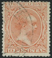 SPANIEN 201 O, 1889, 10 Pta. Ziegelrot, Rauhe Zähnung, Pracht, Mi. 100.- - Sonstige & Ohne Zuordnung