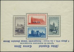 LOKALAUSGABEN Bl. 2aK *, Burgos: 1938, Block Baudenkmäler, Kopfstehender Blauer Aufdruck, Falzreste, Feinst (kleine Rand - Postes Locales