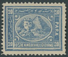 ÄGYPTEN 16IA *, 1872, 20 Pa. Blau, Gezähnt L 121/2:131/2, Falzreste, Pracht, Mi. 140.- - Other & Unclassified