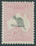 AUSTRALIEN 87 *, 1923, 10 Sh. Rosa/grau, Wz. 6, Falzrest, Pracht - Other & Unclassified