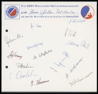 SPORT 1985, Erinnerungsgrußblatt Der DBSV Rennrodel Nationalmannschaft Mit Original Unterschriften Von 14 Teilnehmern, G - Sonstige & Ohne Zuordnung