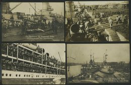 ALTE POSTKARTEN - SCHIFFE KAISERL. MARINE BIS 1918 Die Abrüstung Der Deutschen Flotte, 4 Verschiedene Karten, Dabei Unse - Krieg