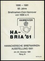 PHIL. LITERATUR Katalog Hannoversche Briefmarken-Ausstellung 1981, Rang III, Briefmarken-Club Hannover Von 1886 E.V., 11 - Philatelie Und Postgeschichte