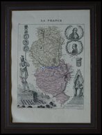 Departement Rhone Mit Dekorativer Personenstaffage, Farbiger Stahlstich Von M. Vuillemin, Paris 1870 - Altri & Non Classificati