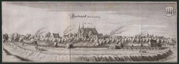 BARDEWIK Bei Lüneburg, Gesamtansicht, Kupferstich Von Merian Um 1645 - Lithographien
