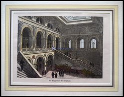 BERLIN: Das Treppenhaus Der Reichsbank, Kolorierter Holzstich Um 1880 - Litografia