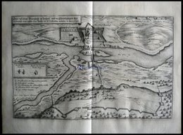 BRANDEIS/BÖHMEN: Das Schloß Brandenitz Mit Umgebung, Kupferstich Von Merian Um 1645 - Litografía