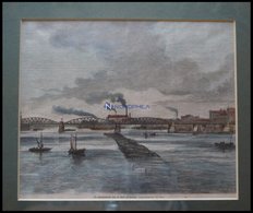 BREMEN: Die Eisenbahnbrücke über Die Weser, Kolorierter Holzstich Um 1880 - Lithographien