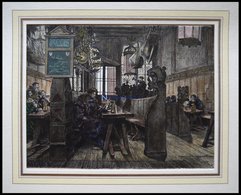 LÜBECK: Im Schifferhaus, Kolorierter Holzstich Von Gehrts Von 1881 - Litografia