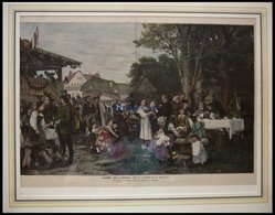 SCHWABEN, Ein Ländliches Fest, Kolorierter Holzstich Nach Kurzbauer Um - Lithographien