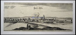 SCHÖNEBECK Bei Magdeburg, Stadtteil Salza, Gesamtansicht, Kupferstich Von Merian Um 1645 - Lithographies