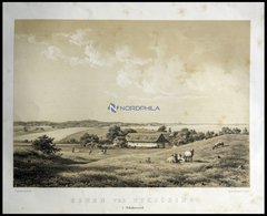 NYKÖBING (Egnen Ved Nykjöbing I. Odsherred), Blick über Ein Gut Auf Den See, Lithographie Mit Tonplatte Von J. Hellesen  - Lithographien