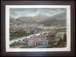 INNSBRUCK, Gesamtansicht, Kolorierter Holzstich Um 1880 - Lithografieën