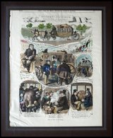 WIEN: Szenen Aus Dem Wiener Omnibus, Freuden Und Leiden, Kolorierter Holzstich Nach Imlauer Um 1880 - Litografía