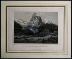 GRINDELWALD: Die Grindelalp Mit Eiger, Mönch Und Jungrau, Stahlstich Von Rohbock/Umbach Um 1840 - Litografía