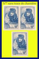 N° 461 AVIATEUR GUYNEMER 1940 - 2 EX. N** SANS TRACE DE CHARNIÈRE : LUXE + 1 EX. AVEC LÉGÈRE ADHÉRENCE - - Unused Stamps