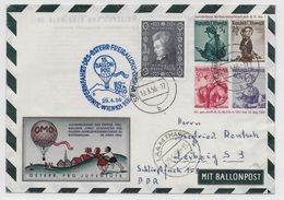 AUTRICHE - BALLONPOST PRO JUVENTUTE - 1956 - ENVELOPPE ENTIER POSTAL Par BALLON De SEMRIACH - Balloon Covers