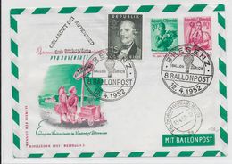 AUTRICHE - BALLONPOST PRO JUVENTUTE - 1952 - ENVELOPPE ENTIER POSTAL Par BALLON De BREGENZ - Ballons