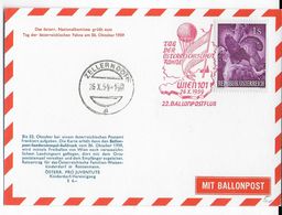 AUTRICHE - BALLONPOST PRO JUVENTUTE - 1959 - CARTE ILLUSTREE (VOIR DOS) Par BALLON De WIEN - Balloon Covers
