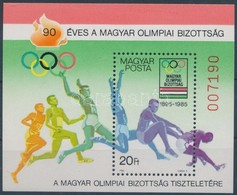 ** 1985 90 éves A Magyar Olimpiai Bizottság Blokk, A Magyar Posta Ajándéka Hátoldali Felirattal (26.000) - Altri & Non Classificati
