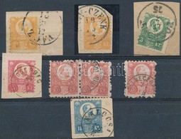 O 1871 Réznyomat 8 Db Bélyegzés, Közte 4 Db Kivágáson (2 X 2kr, 4 X 5kr és 10kr) - Other & Unclassified