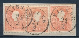 1858 3x5kr Festékfoltok ,,SISSEK' - Otros & Sin Clasificación