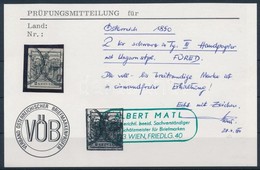 O 1850 2kr HP III Fekete ,,FÜR(E)D' Certificate: Mate - Other & Unclassified