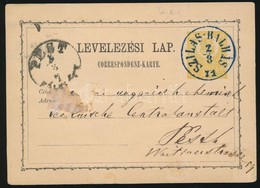 1871 2kr Díjjegyes Levelezőlap 'SZILAS-BALHÁS' Kék / Blue - Other & Unclassified