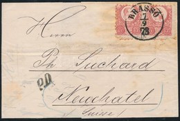 1873 Réznyomat 5kr Pár Levélen Svájcba / Mi 10 Pair On Cover To Switzerland 'BRASSÓ' - 'WIEN' - 'NEUCHATEL' - Other & Unclassified