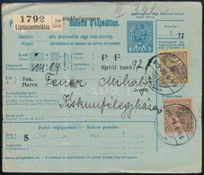 1915 Csomagszállító Turul 12f + 60f Díjkiegészítéssel 'LIPTÓSZENTMIKLÓS' (P. F. Liptói Túró Felirattal) - Other & Unclassified