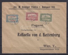 1918.jul. 8. Légi Levél Bécsbe 1K50f Repülő Posta Bélyeggel és 1.80K Kiegészítő Bérmentesítéssel / Mi 210 With Additiona - Other & Unclassified