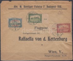 1918. Jul. 9. Légi Levél Bécsbe 1K50f Repülő Posta Bélyeggel és 1.80K Kiegészítő Bérmentesítéssel / Airmail Cover To Vie - Other & Unclassified