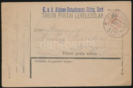 1917 Tábori Posta Levelezőlap 'K.u.k. Alpines-Detachement.-Rittm. Soré' + 'FP 372 A' - Autres & Non Classés