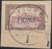 Fiume 1918 Parlament 10K Kivágáson, Gépi Felülnyomással (450.000) / Mi 25 With Machine Overprint. Signed: Bodor - Otros & Sin Clasificación