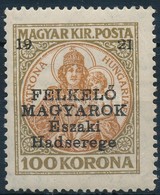 ** Nyugat-Magyarország V. 1921 Koronás Madonna 100K (80.000) / Mi 58 Signed: Bodor (ujjlenyomat / Finger Print) - Otros & Sin Clasificación