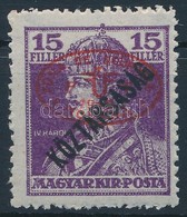 ** Debrecen I. 1919 Károly/Köztársaság 15f Piros Felülnyomással, Garancia Nélkül (**55.000) - Other & Unclassified