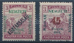 * Szeged 1919 Arató/Köztársaság 3f és Arató 45f/3f Nyitott 4-essel, Garancia Nélkül (**14.000) - Altri & Non Classificati